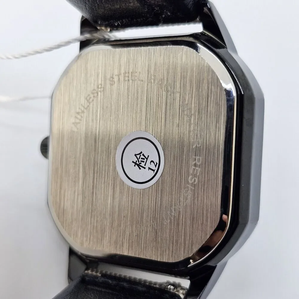 Men's Watch 42MM Black Case Black Dial Date‎ Black Tan Canvas Band Straps